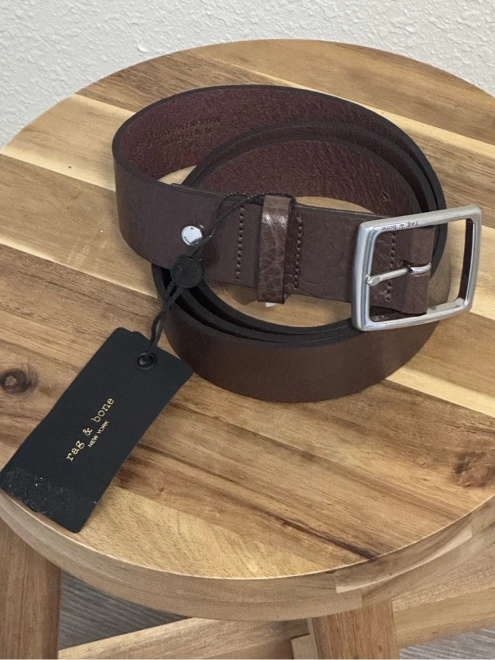 NWT Rag & Bone Rugged Leather Belt in Espresso 38W